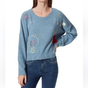 Embroidered Blue Women's Sweater